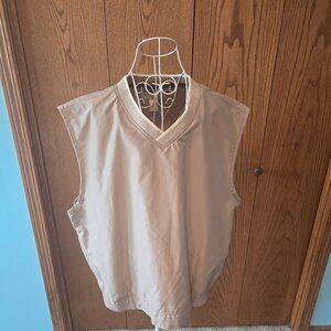 Consensus Golf Men's Windbreaker Vest XXL Tan Beige Sleeveless V-Neck Pullover